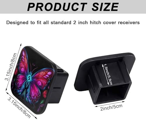 2 Inch Rose Pink Butterfly Trailer Hitch Cover Rubber Receiver Tube Plug Cap - Image 2