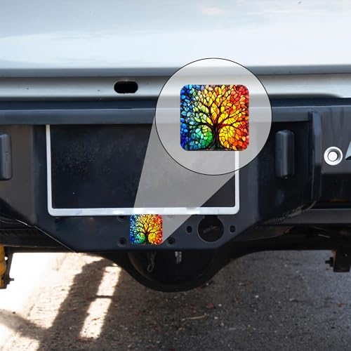 Hitch Cover Fits for 2 Inch Hitch Stained Glass Tree of Life Towing Hitch Plug - Image 6