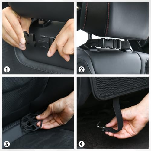 JEYODA Hook and Loop Backseat Car Organizer, Back Seat Storage Bag Kick Mats - Image 7