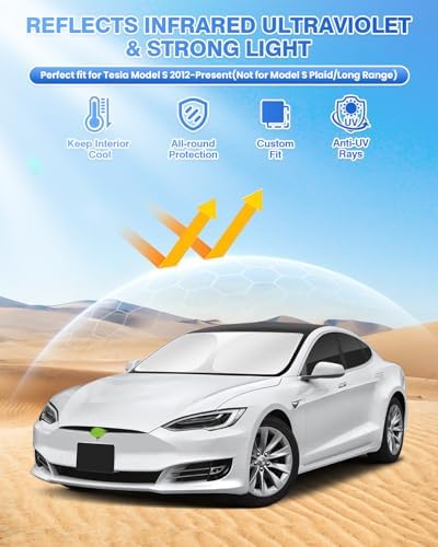 Canvcle Sunshades for Tesla Model S 2012-2025 2026 Windshield Sun Shade Side - Image 2