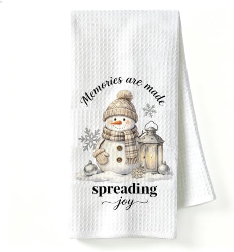 Cozy Holiday Kitchen Towel, Winter Snowman Dish Towel by Unknown