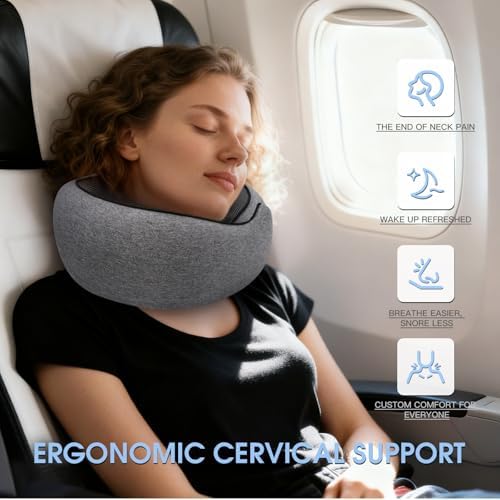 Neck Travel Pillows for Airplanes Memory Foam Neck Comfort Pillow Compact - Image 3