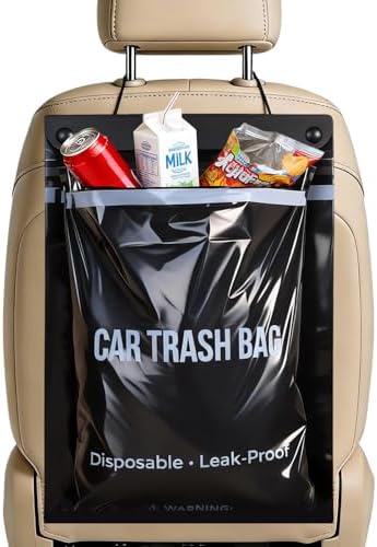 100 Count Disposable Car Trash Bags, Hanging & Stick-On Car Trash Can by Cozilo