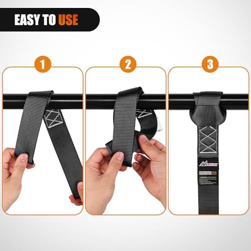 Nilight Soft Loop 1.7"x17" Motorcycle Tie Down Straps 12, 000LBS 8PK Black - Image 5