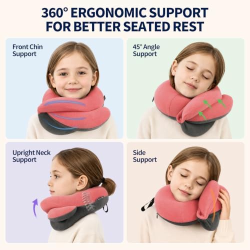 BUYUE Kids Travel Pillows for Airplane, Memory Foam 360° Head Support Sleeping - Image 2