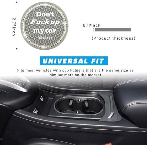 4 PCS Bling Car Cup Coaster, 2.75 Inch Anti-Slip Cup Holder Insert Coasters - Image 2