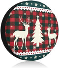 Winter Elk Deer Xmas Tree Spare Tire Cover Red Green Plaid by Unknown