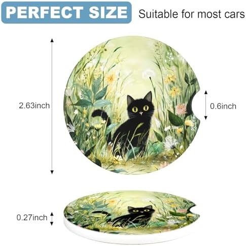 2 Pack Car Cup Holder Coaster, 2.63 inch Anti Slip Insert Absorbent Ceramic Car - Image 7