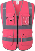 XIAKE 9 Pockets Class 2 High Visibility Reflective Safety Vest by XIAKE