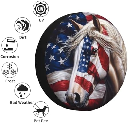 Spare Tire Cover for RV Camper, American Flag Horse Tire Cover Protectors - Image 5