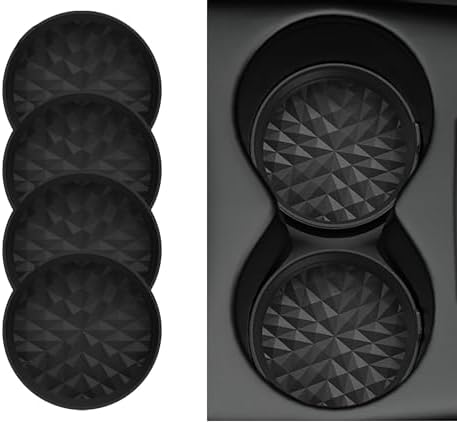 Silicone Car Coasters Set of 4, 3.15" Foldable Cup Holder Mats by Wingcases