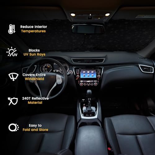 Windshield Sun Shade, Reflective Car Sunshade Blocks Heat, 57 x 31.5 in - Image 6
