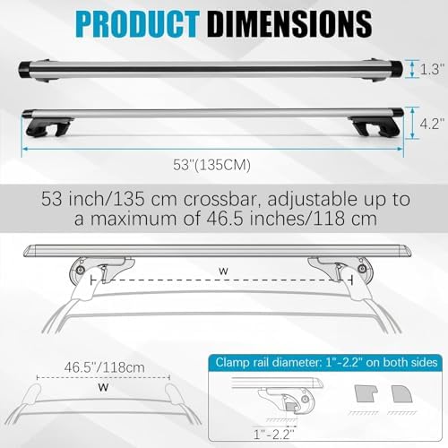 Universal 53" / 135cm Roof Rack Cross Bars - Image 3