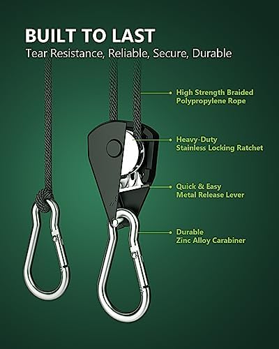 4-Pack 1/8" Rope Hanger, Heavy Duty Ratchet Tie Down Strap - Image 3