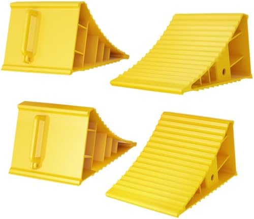4Pack Wheel Chocks for RV Trailer Non Slip Heavy Duty Yellow by Home