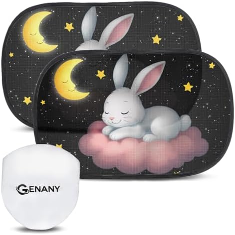 GENANY Sleeping Rabbit Car Side Window Sun Shades 2 Piece 21 x 14 Inch by GENANY
