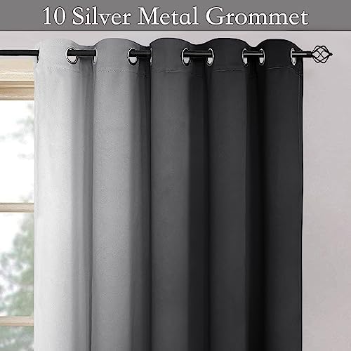 SimpleHome Ombre Black to Grey White Curtains - Image 4