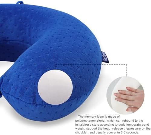 Neck Pillow for Travel, Memory Foam Airplane Pillow, Royal Blue - Image 5