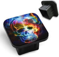 Skull Hitch Covers Blue Burning Skeleton Fire Human Flames Halloween Black by Unknown