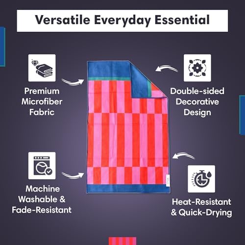 Microfiber Hand Towel & Washcloth Set, Double-Sided Waffle Weave Set of Two - Image 4