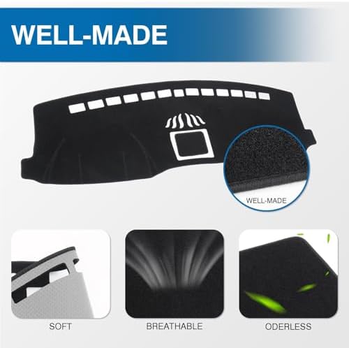 KUST Black Dash Cover for Ford F-150 F150 2015-2020 Dashboard Cover Non-Slip - Image 4