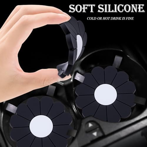 4-Pack Car Cup Holder Coaster Inserts, Daisy Shape, 2.75 Inch Non-Slip Silicone - Image 4