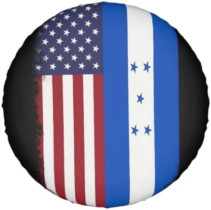 USA Honduras Mix Flag Spare Tire Cover, Universal Waterproof & Dustproof Wheel - Image 2