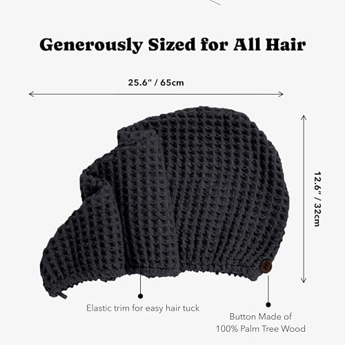 Luxury Organic Japanese Cotton Hair Drying Waffle Towel Wrap - Image 2