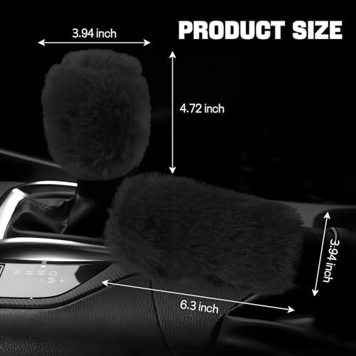 Hovom 2PCS Fluffy Car Gear Shift Knob Cover & Handbrake Cover - Image 2