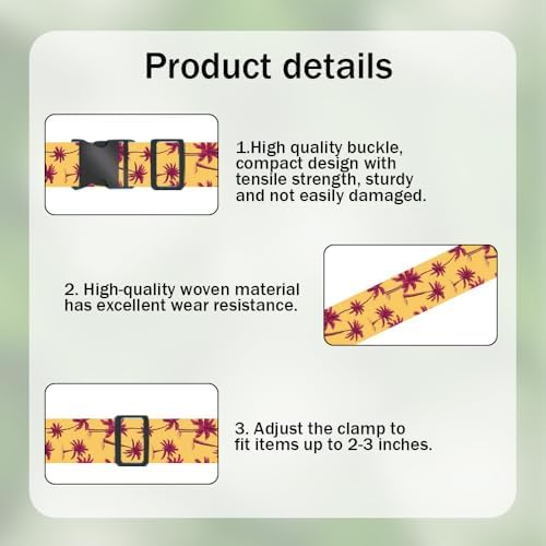 2 Pack Luggage Straps for Suitcases Palm Tree Design for Travel Trips - Image 2