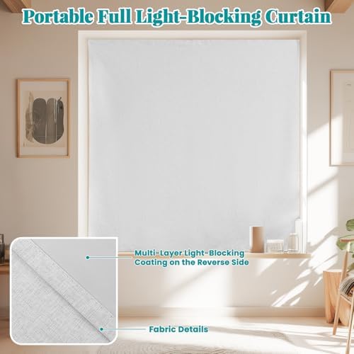 100% Blackout Self Adhesive Curtains, Fabric Temporary Window Coverings Easy to - Image 6