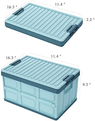 Blue Folding Plastic Stackable Utility Crates 2-Pack, Collapsible Storage Bins - Image 2