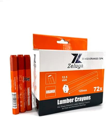 Zeluga 4.7in. x 0.5in. Hex Shape Industrial Lumber Marking Crayons by Zeluga