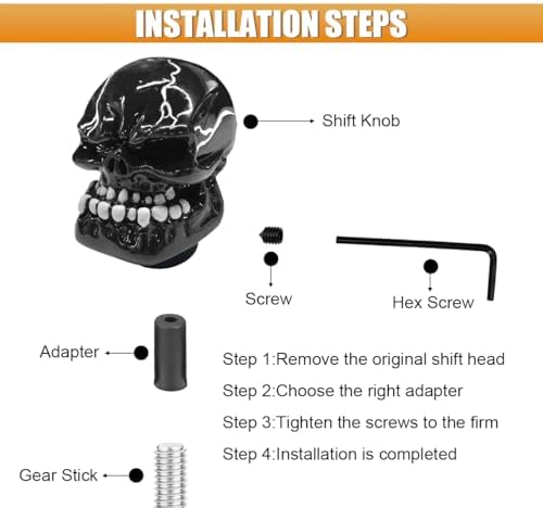 Skull Car Gear Shift Knob, Resin Shifter Lever Handle - Image 5