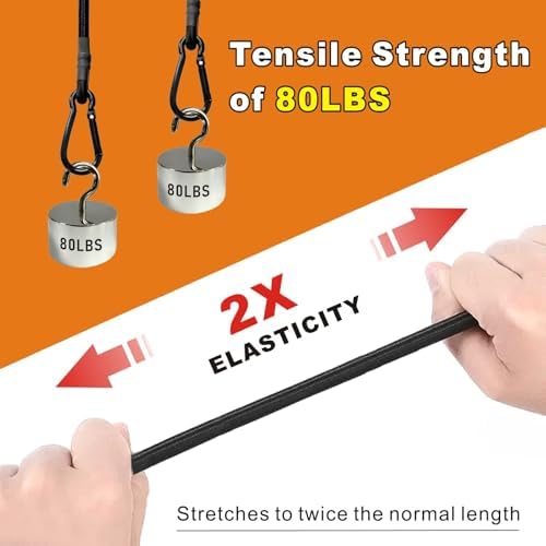 BEXSLE Bungee Cords with Carabiner Hooks Heavy Duty, Outdoor Black Bungee Straps - Image 2