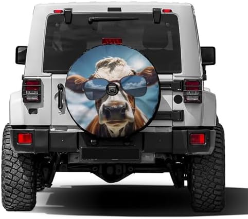 Cool Cow Wearing Sunglasses Spare Tire Cover by Foruidea