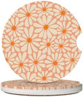 Orange Floral Car Coasters for Cup Holders, 2 Pack Car Cup Holder Coasters for by Unknown