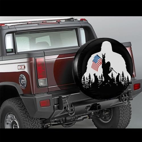 Bigfoot American Flag Camping Spare Tire Cover Wheel Protectors Weatherproof - Image 4