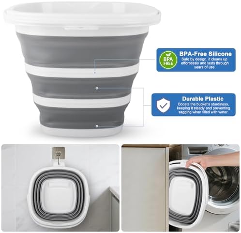 10L Collapsible Bucket for Cleaning, Portable Ice Bucket Water Pail for Space - Image 3