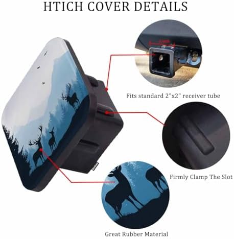 Deers Hitch Covers 2 Inch Foggy Forest Mountain Animals Deer Trailer Hitch - Image 3