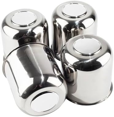 4Pcs 4.25" Stainless Trailer Wheel Center Caps, 4.29" H Chrome by DEWFLEW