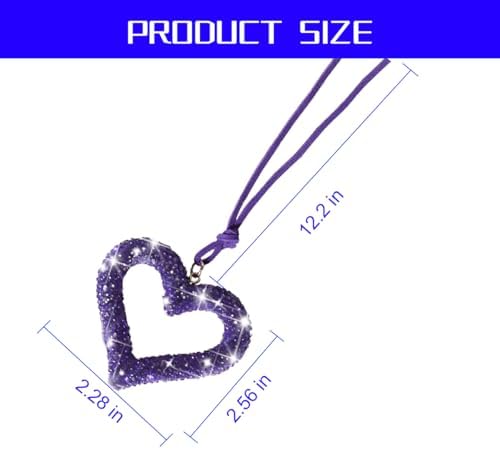Mandark Crystal Rhinestone Heart Rearview Mirror Pendant - Image 2