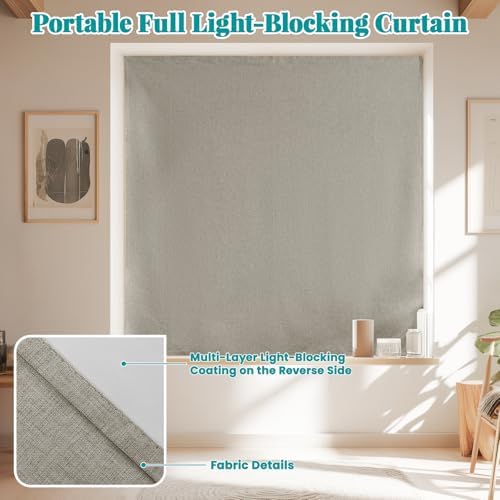 100% Blackout Self Adhesive Curtains, Fabric Temporary Window Coverings Easy to - Image 6