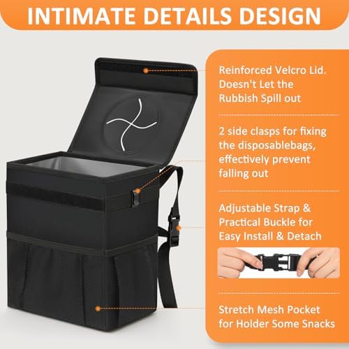 Vankor Car Trash Can with Lid Leak Proof Car Accessories - Image 3