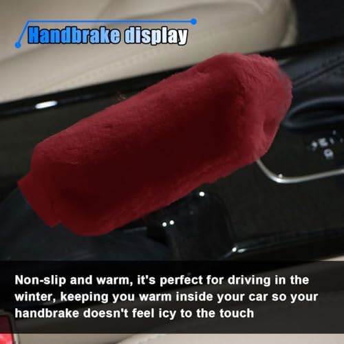 2PCS Plush Car Gear Shift Knob Cover & Handbrake Cover, Soft Fluffy Shift Knob - Image 4