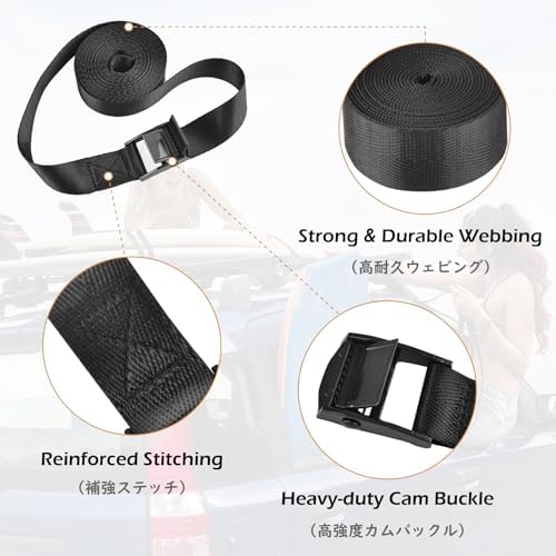 TRIWONDER Cinch Tie Down Strap Lashing Straps Heavy Duty Nylon Straps - Image 3