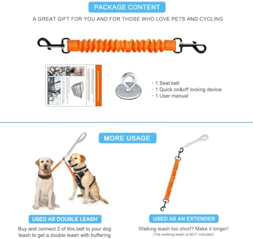 Dog Seat Belt for Bike Basket, Shock Absorbing Lead Bicycle Safety Leash - Image 7
