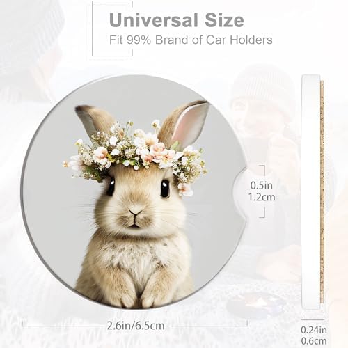 Easter Bunny Car Cup Holder Coaster, Cute Animal Rabbit Car Coasters - Image 2