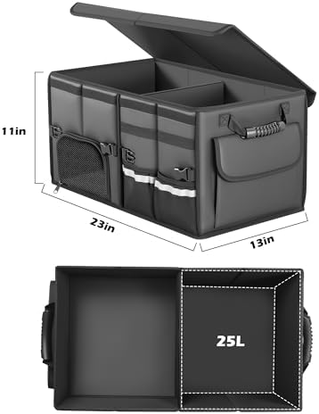 Trunk Organizer Car Organizer Leather Storage Box 2-grid Foldable - Image 5