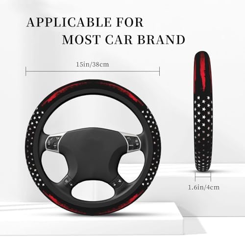 KARREAL Red Black American Flag Elastic Steering Wheel Cover - Image 4